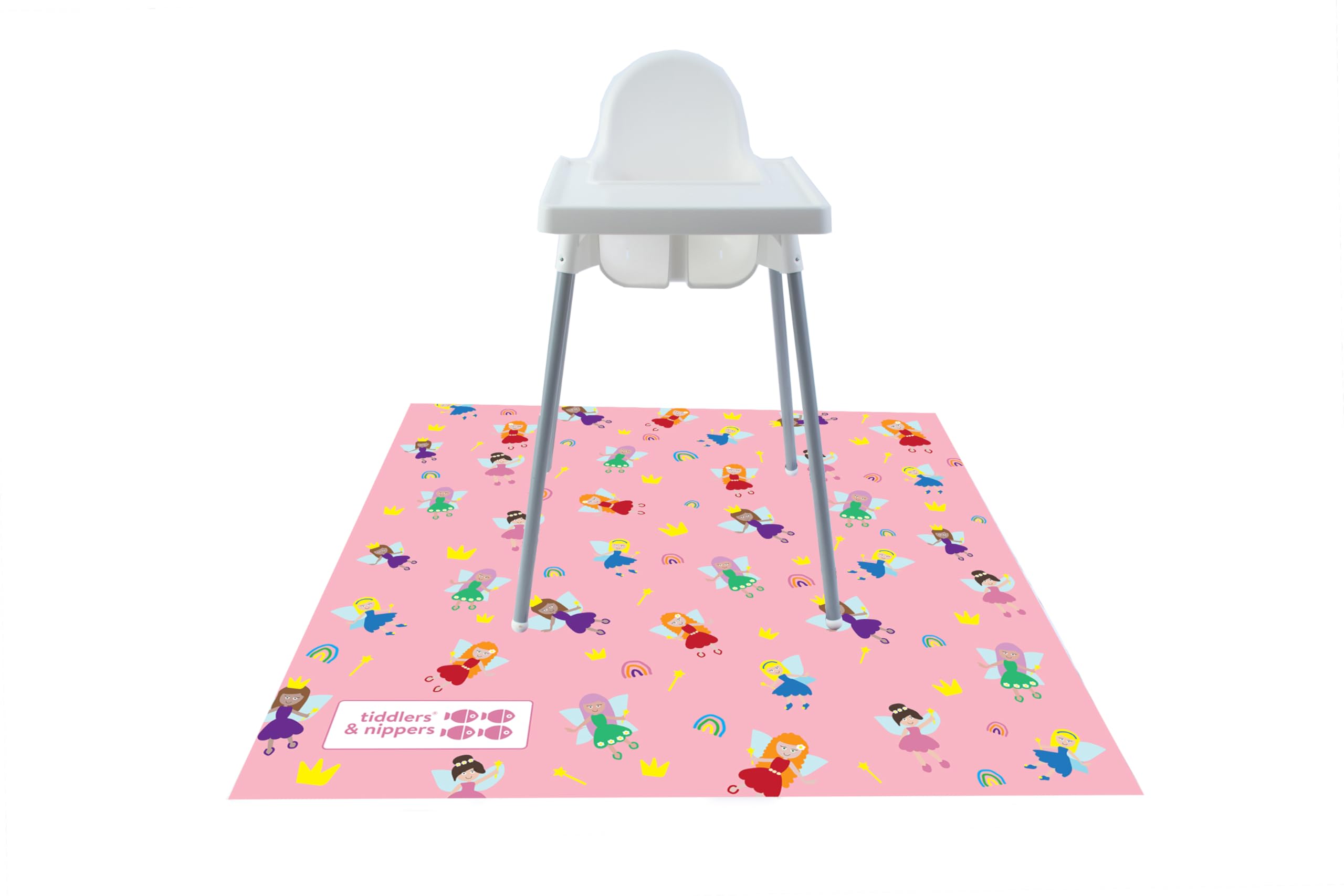 Tiddlers & Nippers Large 130cm x 130cm Reusable Splash Splat Mat | Waterproof, Machine Washable, Anti-Slip | for Meal Times Under High Chair, Picnics, Crafts, Play Mat, Table Cloth (Fabulous Fairies)