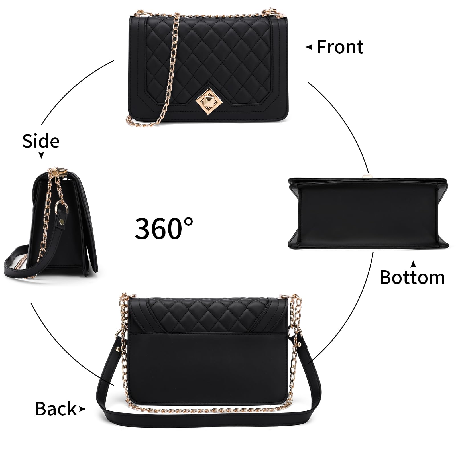 GOIACII Quilted Crossbody Bags for Women Summer Trendy Shoulder Bag Ladies Chain Designer Purse
