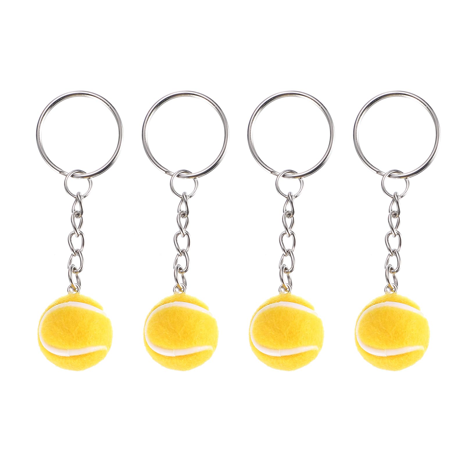 PATIKIL Tennis Keychain, 4Pcs Mini Tennis Ball Keychain Key Ring Cute Sports Keyrings for Sport Lovers, Yellow