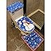 D-FantiX Snowman Toilet Seat Cover and Rug Set Blue Christmas Decorations Home Bathroom Decor Set of 3