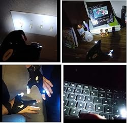 XIANGZHU 2 Pairs Flashlight LED Gloves, Fingerless