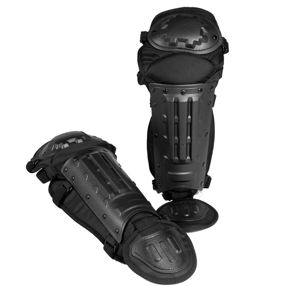 Mil-Tec Unisex - Adult Anti RIOT Leg Guards, Black, One Size