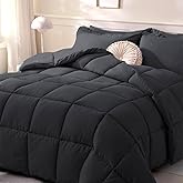 DOWNCOOL Comforters Queen Size, Duvet Insert,Black All Season Duvet, Lightweight Quilt, Down Alternative Hotel Comforter (Black, Queen 88x92 Inches)
