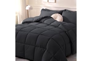 DOWNCOOL Comforters Queen Size, Duvet Insert,Black All Season Duvet, Lightweight Quilt, Down Alternative Hotel Comforter with Corner Tabs (Black, Queen 88x92 Inches)