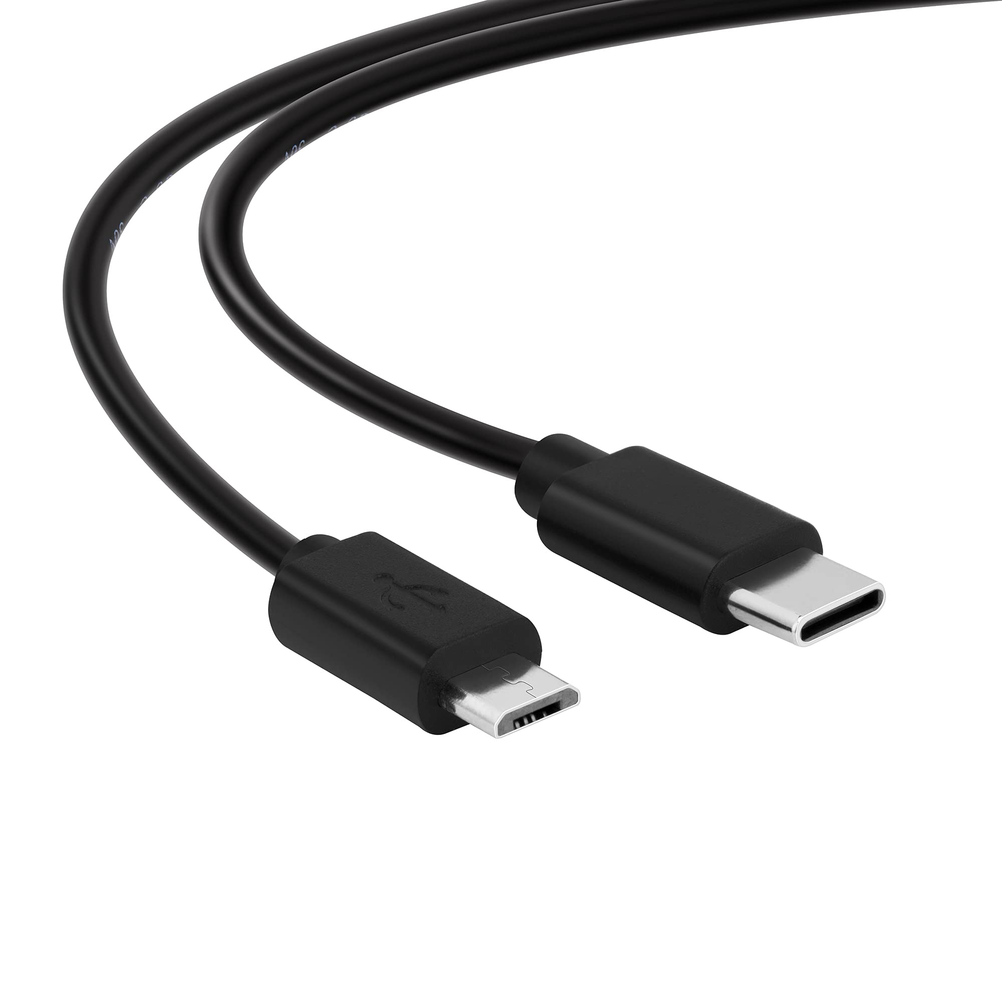 conecto 2.00 m USB C to Micro USB 2.0 Connection Cable, Data Cable and Charging Cable, Black
