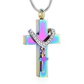 Cremation Jewelry for Ashes Pendant - Cross Urn Necklace with Mini Keepsake Urn Memorial Ash Jewelry