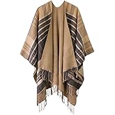 Urban CoCo Women's Winter Vintage Poncho Capes Tassel Blanket Shawl Wrap Cardigan Coat