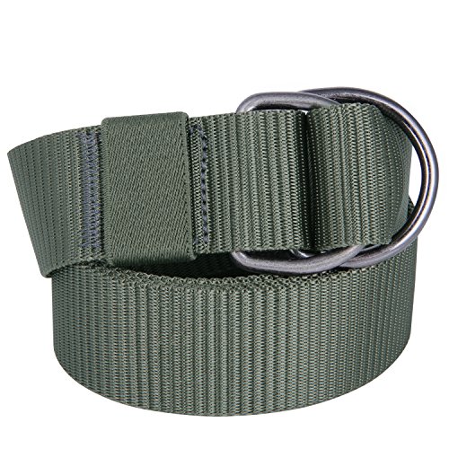 JINIU Canvas Web Belts for Men Women Military Style Double D Ring Buckle Belt Green Color (JNSG28)