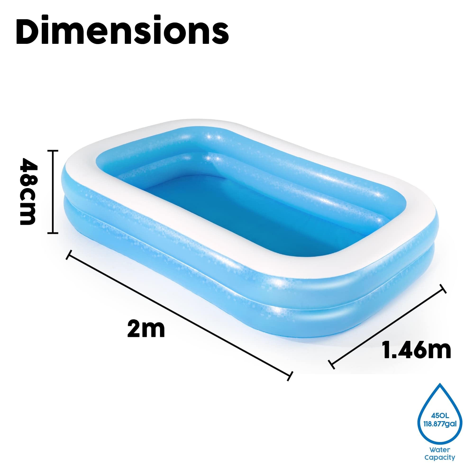 Bestway 54006 - Planschbecken 262x175x50cm Blue Rectangular Family Pool 7