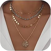 Uunuuo Western Jewelry for Women Gold Layered Necklace Cowboy Chic Boho Y Chain Turquoise Pendant Country Concert Outfit Cowgirl Accessories