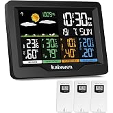 Kalawen Weather Station Wireless Indoor Outdoor Thermometer Digital with Atomic Clock, Barometric Pressure, Forecast Station with USB Port Thermometer Wireless Humidity Barometer Monitor