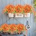 TEMCHY Artificial Daffodils Fake Large Flowers, 4 Bundles Orange UV Resistant Faux Greenery Foliage Plants Shrubs for Garden, Wedding, Outside Hanging Planter, Farmhouse Indoor Outdoor Decor