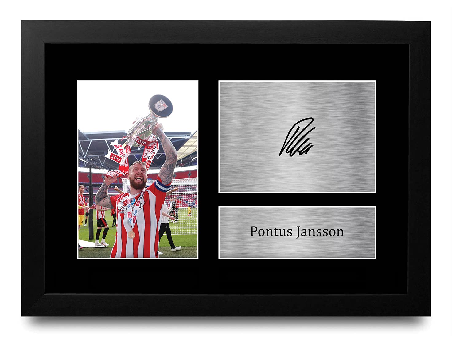 HWC Trading FR A4 Pontus Jansson Brentford Gifts Printed Signed Autograph Picture for Football Fans and Supporters - A4 Framed