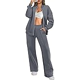 ANRABESS Women 2 Piece Outfits Lounge Set Oversized Zip Up Sweatshirt Jacket Sweatpant Matching Sweat Sets Winter Sweatsuits