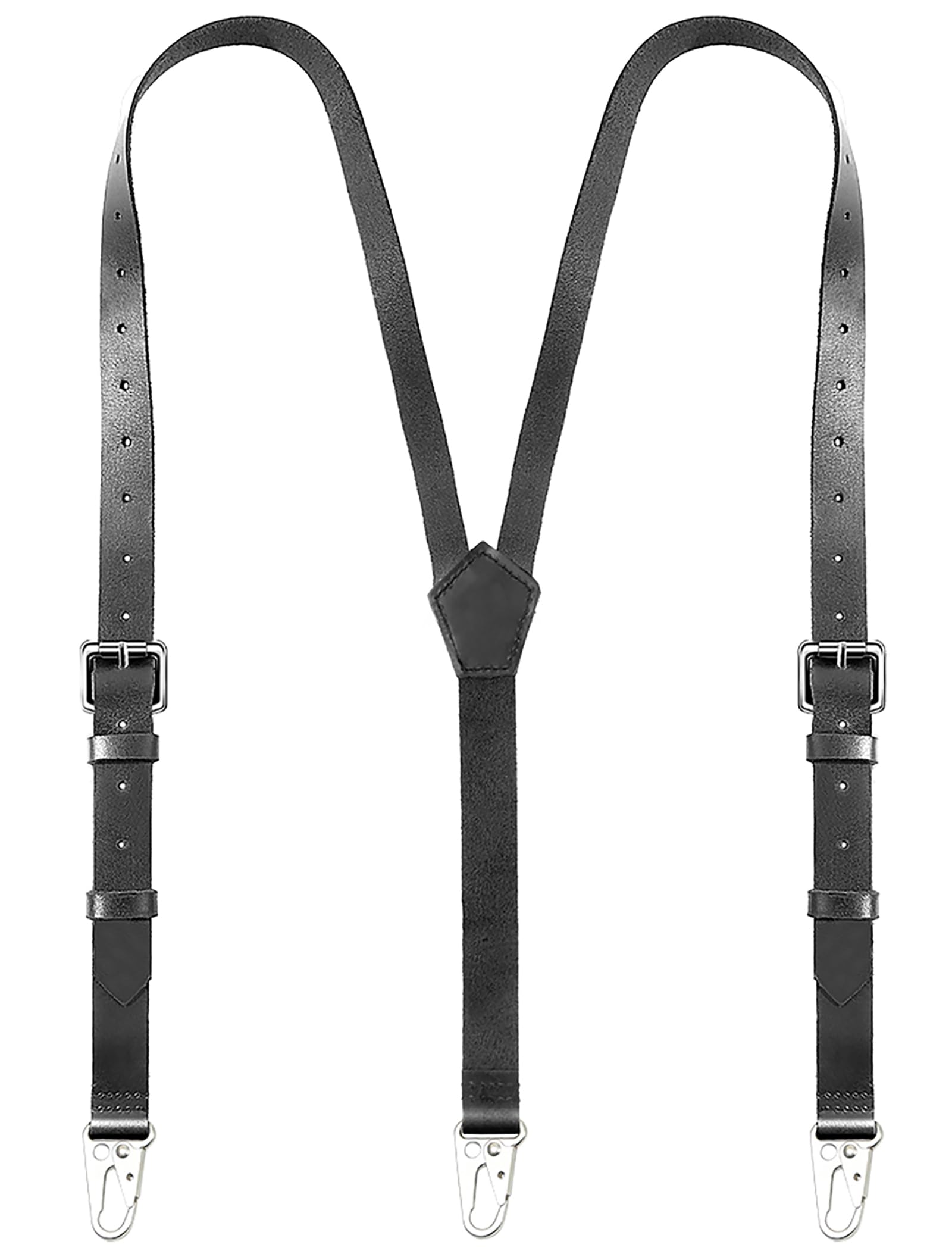Photo 1 of ZCXQM Genuine Leather Suspenders for Men Heavy Duty Y Back Mens Suspenders for Dress Pants Groomsmen Gift in Wedding(Black, 32in-45in)