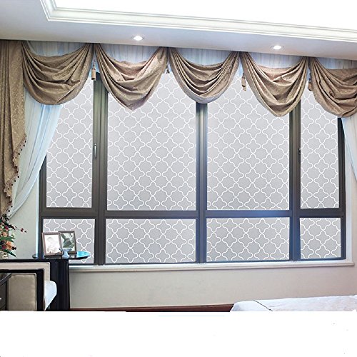 Decorative Privacy Windows Film Sticker Clover Pattern Window Cling Paper For Home and Office17.7x78.7-Inch
