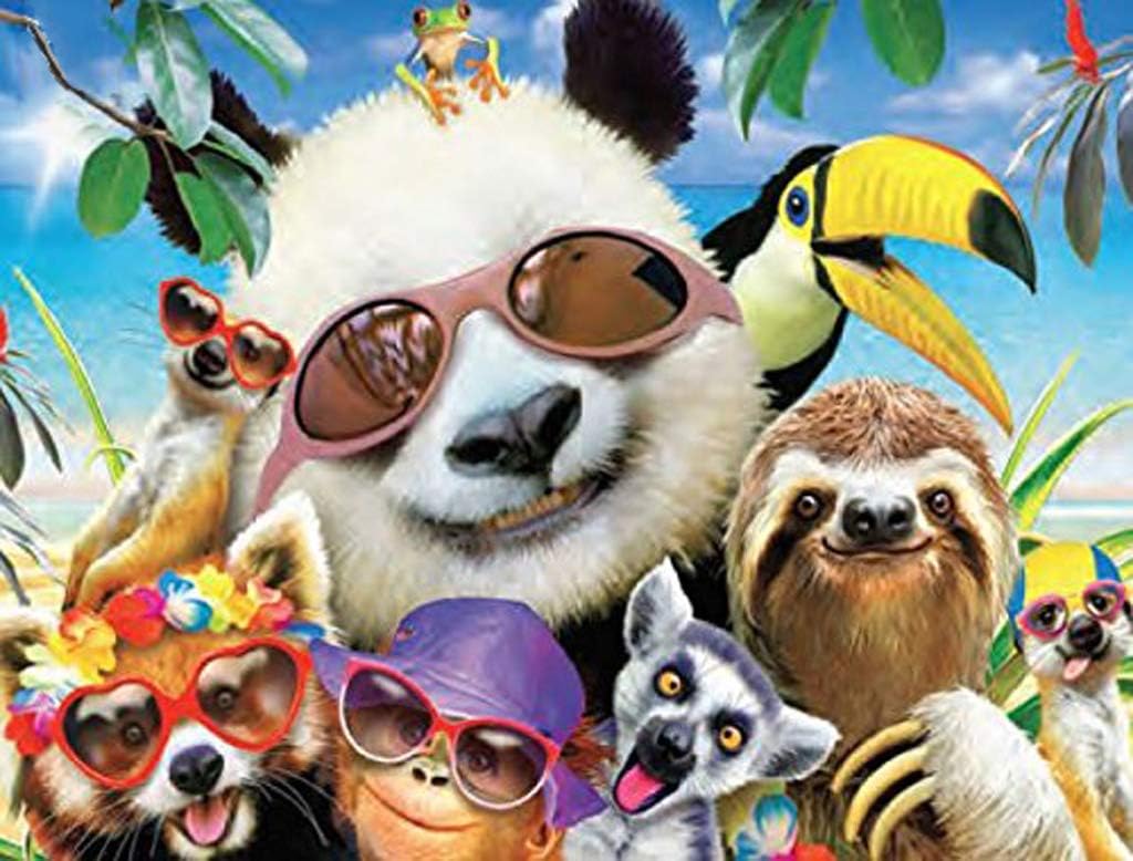 TINMI ARTS 5D Diamond Painting Kits Full Square Drills DIY Cross Stitch Pattern Crystal Rhinestone Embroidery Kits Wall Sticker[20"x 16" Animals Selfie]