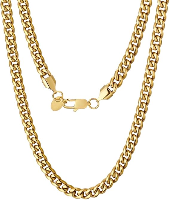 Amazon Krkc Co 喜平ネックレス マイアミキューバンネックレス チェーン メンズ 幅6mm ステンレス きへい 4面カット Hiphop ヒップホップ ラッパー B系 アクセサリー ギフト プレゼント お祝い 誕生日 18kゴールド 46 ネックレス 通販