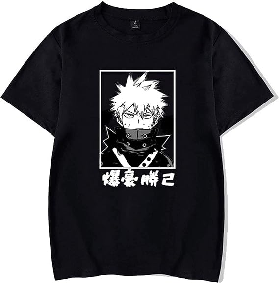 Amazon Co Jp Nanagoten 僕のヒーローアカデミア Tシャツ 黑い 半袖 コスプレ衣装 緑谷出久 爆豪勝己 轟焦凍 相澤消太 ブラック メンズ 半袖 カジュアル キャラ Tシャツ キャラクター プリント カットソー 男女兼用 ホビー