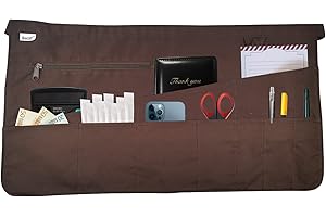 Boczif Waitress Apron with 10 Pockets, Apron for Waitstaff Barista Bartender Vendor Garden Farmers Market