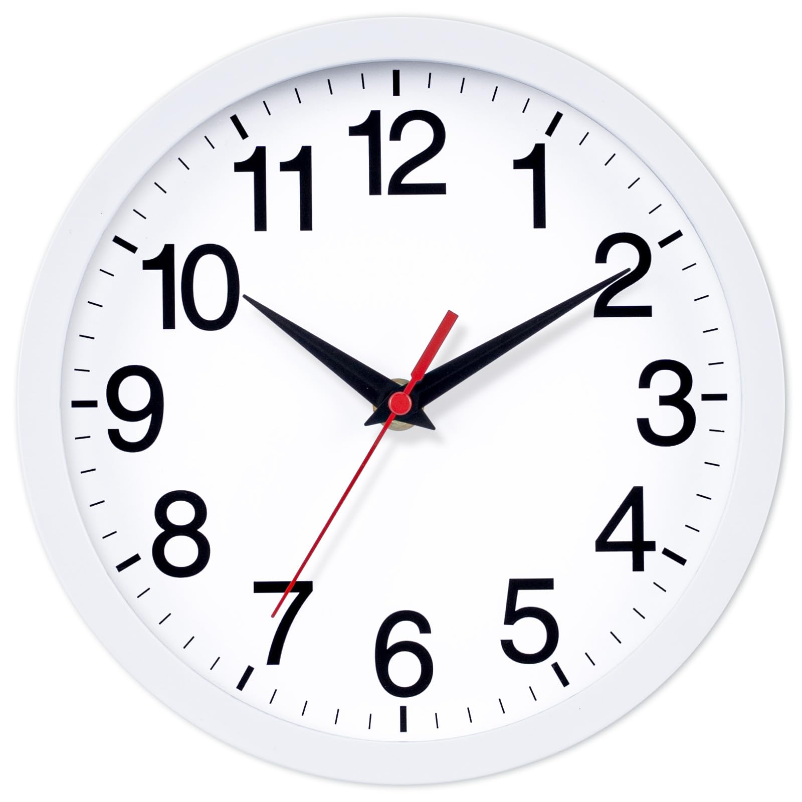 Rohioue Wall Clock Modern 8 Inch Battery Operated Silent Non Ticking Small Analog Clock Decorative for Bedroom Kitchen Bathroom Office Home (White)
