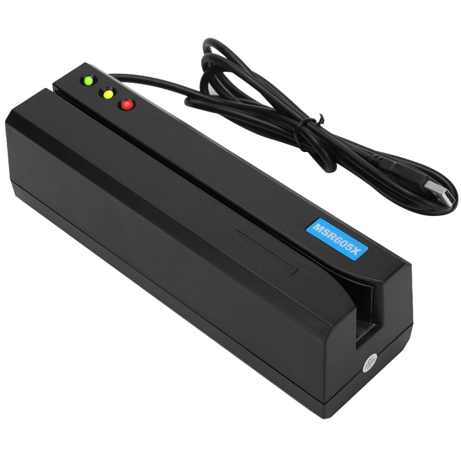 MSR605X Magnetic Stripe Card Reader Full Three Track Card Reader MSR605 Magnetic Card Reader USB Interface Reader, for IBM/ISO/ANSI or DIN Standard, ISO7810/7811 Reading and Writing Standards (Black)