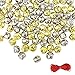 Outuxed 100Pcs 1 Inch Jingle Bells Christmas Craft Bells for Festival Decoration with 20m Red Cord, Gold and Sliver