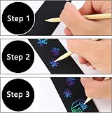 Yafe 36 Pcs Scratch Art Party Bags Fillers Rainbow Bookmarks with 36 Ropes view 3
