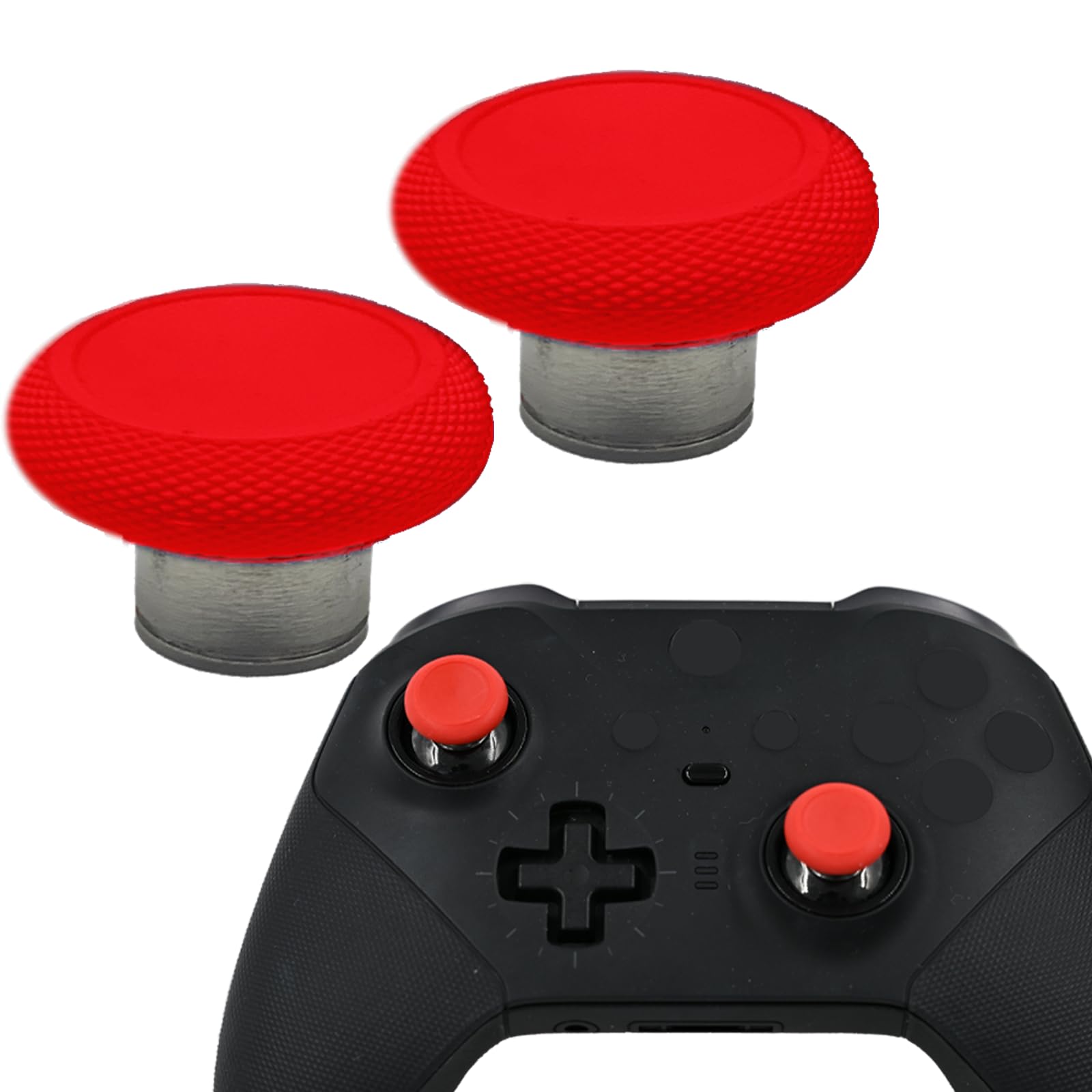 2 in 1 Short Metal Thumbsticks Replacement for Elite Series 2 Core Controllers, Replacement Thumbsticks for Xbox Elite Series 2 Controllers(Red)