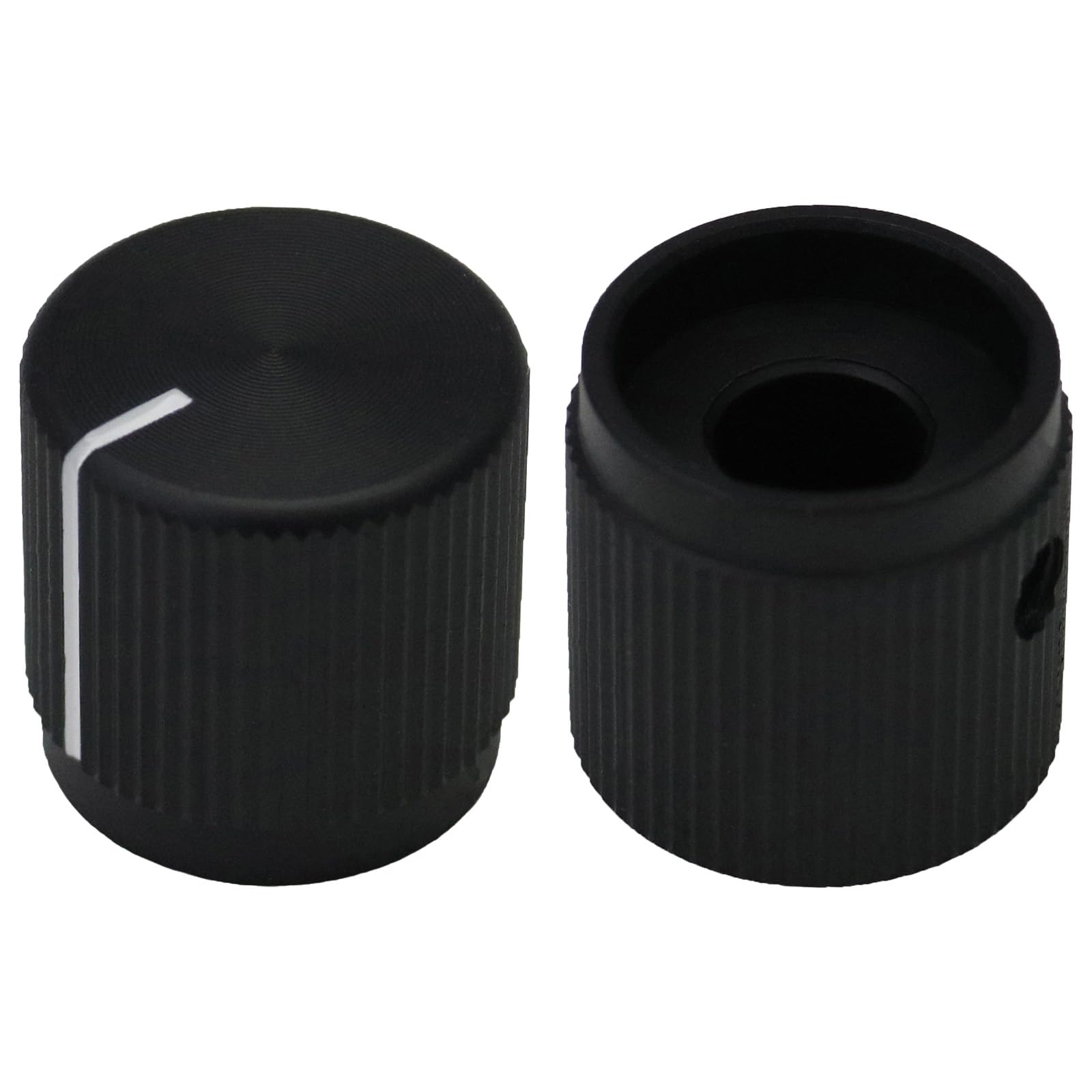 6mm Round Hole 15mm Short Solid Aluminium Control Knob for HiFi Volume Pack of 2 (Black)