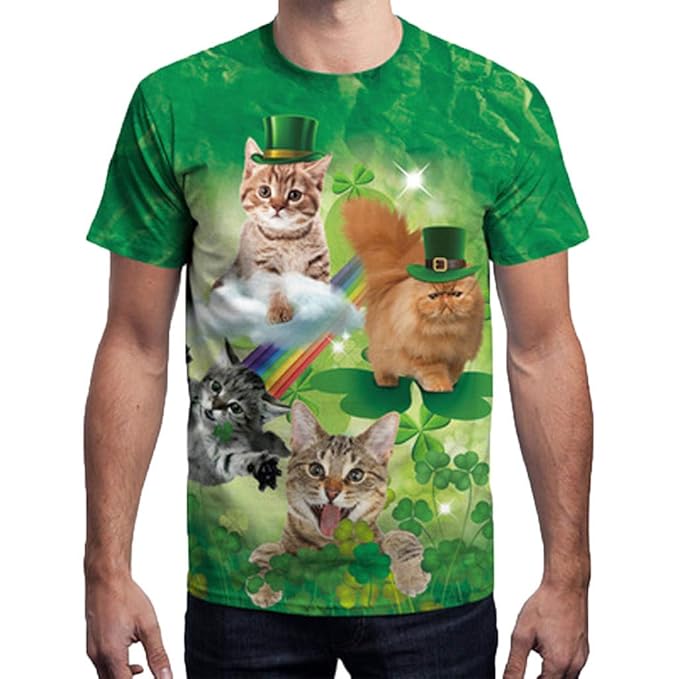 Fun-Bekleidung T-Shirts Tops für Herren,St. Patrick's Day Männer Sommer Beiläufig T-Shirt Slim Fit Rundhalsausschnitt Kurze Ä