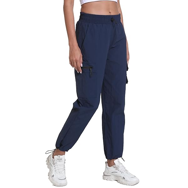 BEPOPOTAN QUICK DRY CARGO PANTS FOR WOMEN LIGHTWEIGHT JOGGERS FOR ATHLETIC WORKOUT CASUAL OUTDOOR CAMPING HIKING WITH POCKETS(NAVY BLUE M)
