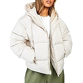 Yimoon Women's Cropped Puffer Jacket Lightweight Hooded Quilted Jacket Winter Warm Outerwear with Pockets