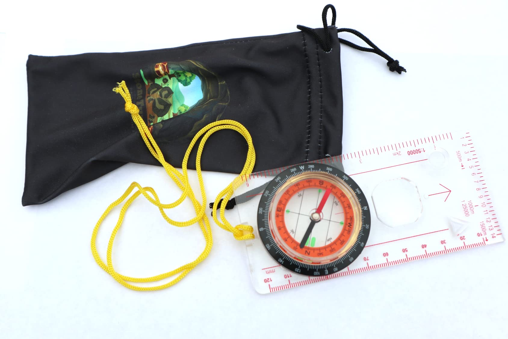 Stone Turner '67 Compass: Deluxe with Microfibre Bag - Plastic, Rotating Bezel, Liquid Filled, Magnifier, Secure Lanyard, Luminous Markers - Navigation Compass