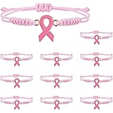 10/20 Pcs Breast Cancer Awareness Bracelets with Independent Small Package of Each Piece, Adjustable Pink Ribbon Bracelets for Breast Cancer Survivor Fighter Gifts, Charity Public Activity Supplies