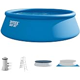 INTEX Easy Set 15 ft x 48in Inflatable Ring Above Ground Pool Set w/Pump | 26167EH - 1000 GPH Cartridge Filter Pump, Ladder, Pool Cover &amp; Ground Cloth Included