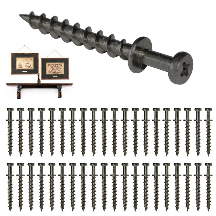 laffeya Picture Hanging Hardware, Bear Claw Screws,Picture Hanging Hooks Screws 4-in-1 for Keyholes, D-Rings, Sawtooth & Wire (40, Black Long) — image 1