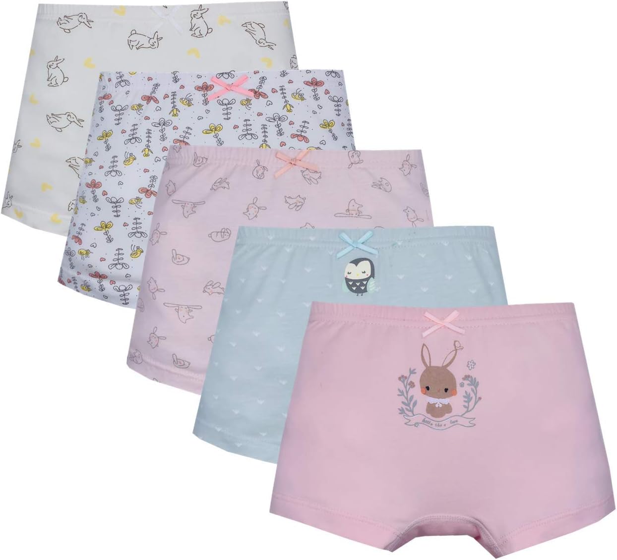 Girls Underwear Cotton Kids Boyshort Toddler Assorted Panties 5 or 6 Pack