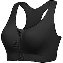 dowskwx 2 Pack Sports Bras for Women Zip Front Closure Yoga Bra