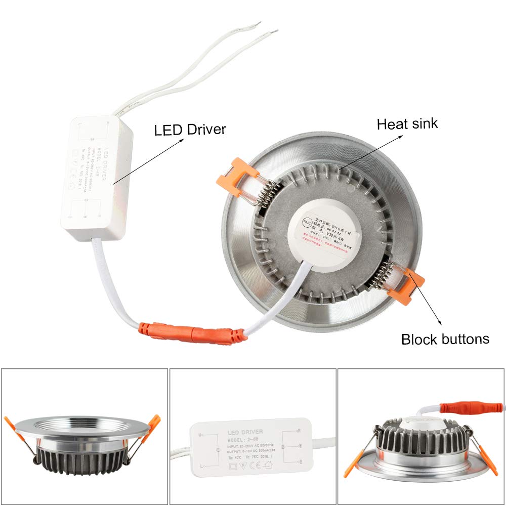 Betorcy 3 Colors Changing LED Downlight, White / Neutral / Warm , 3 Inch Ceiling Light, CRI80+, 4W ( 30W Equivalent ), Retrofit Recessed Panel Trim Fixture, Pack of 4