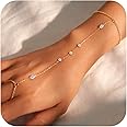 Gokeey Gold Hand Chain Bracelet for Women Trendy, Dainty 14k Gold Ring Bracelet Hand Chain Finger Ring Slave Bracelet Cubic Zircon Hand Jewelry for Women Fall Jewelry Accessories for Women Mother'S Day Gifts