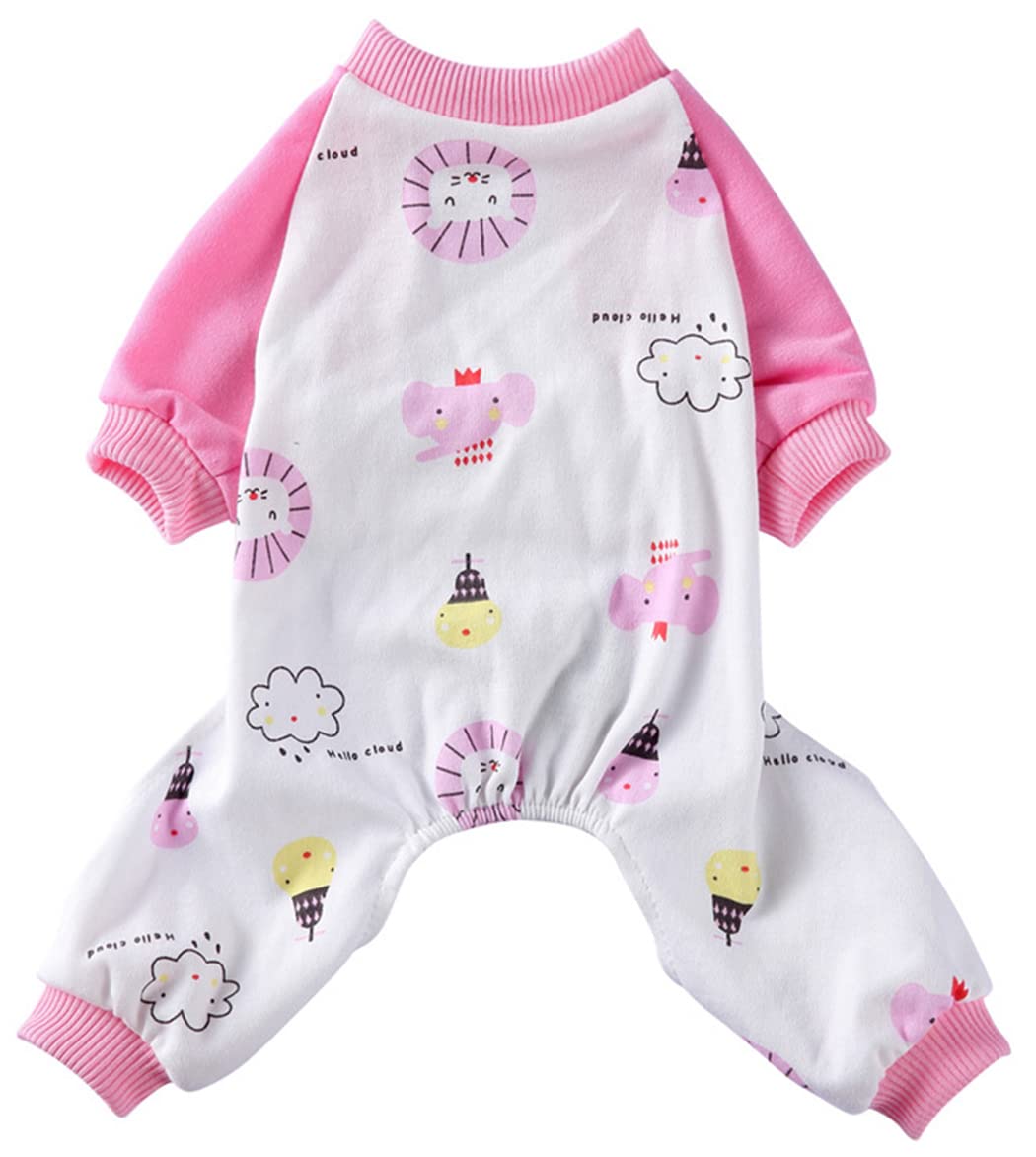 XIAOYU Dog Pajamas Elephant Pattern Comfortable Puppy Cat Clothes Soft Dog Costumes Jumpsuit Shirt, M