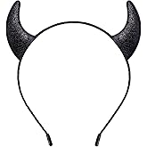 Snwquik Devil Horns Headband for Women Men,Glitter Red Devils Horns Headband,Halloween Devil Costume Accessories Cosplay