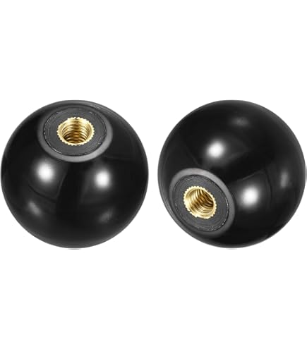 M10 Female Threaded Ball Knob, 5Pcs 35mm Engineering Plastic Ball Lever Knob Lathe Tractor Machine Handle Replacement Universal Ball Knob Screw In Knobs Round Knob Easy Press Black