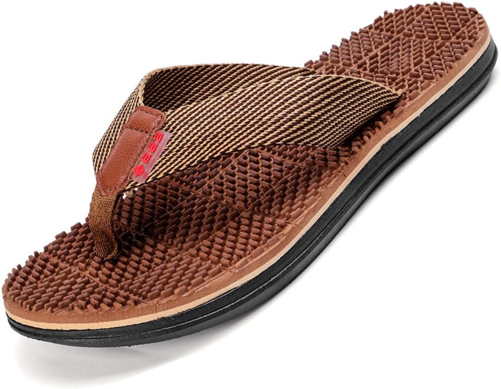 AOEIUV Men's Comfort Shoes Canvas Summer Slippers & Flip-Flops Khaki,US9.5/EU42/UK8.5/CN43