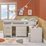 Home Treats Cabin Bed Mid Sleeper with Storage & Desk for Kids White view 3