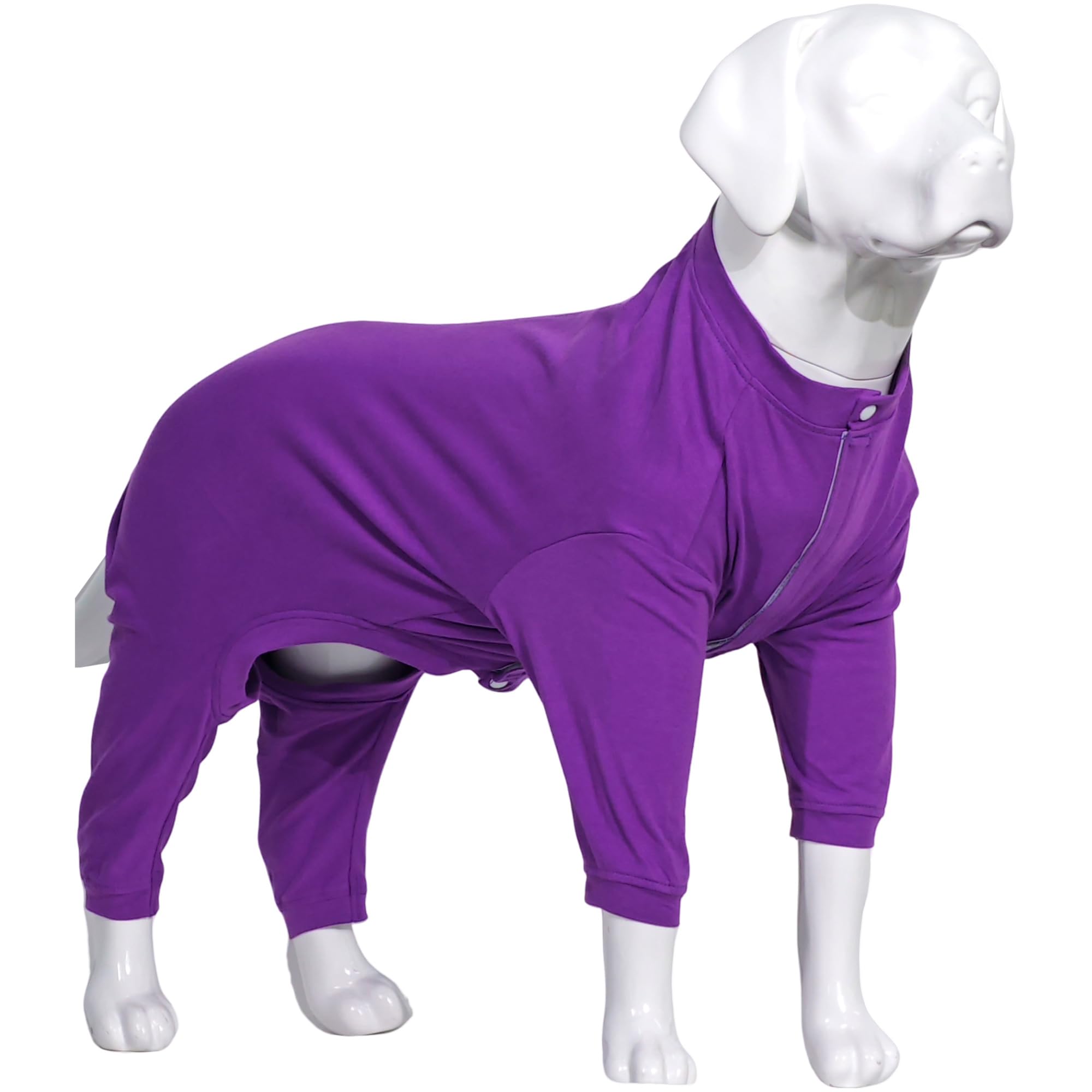 Lovelonglong Four Feet Dog Lightweight Pajamas, Pure Cotton Dog Jumpsuits 4 Legs Dog Onesies T-Shirt Stylish PJS Puppy Costume for Large Medium Small Dogs Purple L