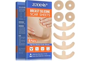ZODENIS Silicone Scar Sheets, Silicone Scar Sheets for Breast 8 Pack, Breast Reduction After Surgery for Scars, Scar Removal Sheets, 4 Areola Soft Strips & 4 Anchor Sheets
