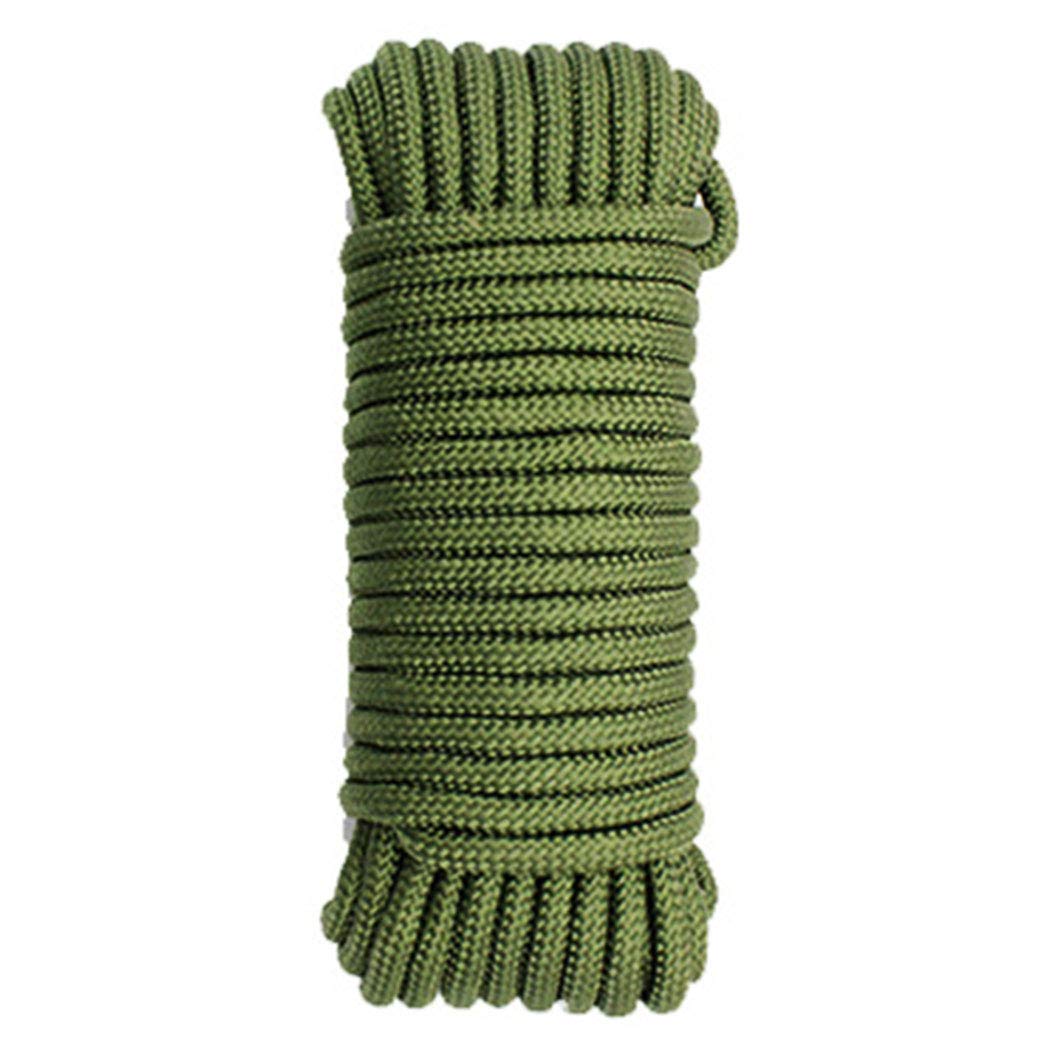 Hxiu 8MM/10MM 64FT Thick Braid Nylon Rope Twisted String Multi-functional Hanging Cord Durable Braid Nylon Cord Tarp Rope for DIY, Gardening Design, Wedding，Christmas Decorations(8MM，Green)