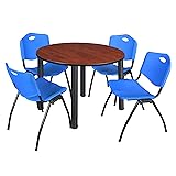 Kee 48" Round Breakroom Table- Cherry/ Black & 4